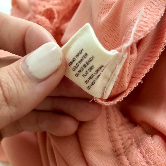 🍀Altar’d State Peach Crochet Long Sleeve Romper - Picture 2 of 9